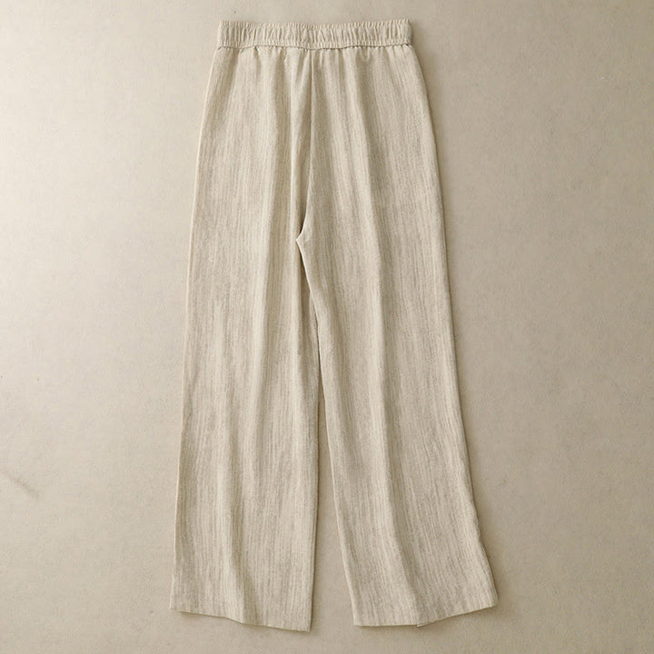 Pantalon large en coton avec poches et lacets pour femme, style décontracté, Buddha Stones