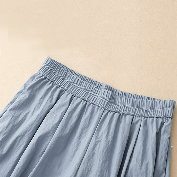 Pantalon large en coton avec poches et ourlet ajouré pour femme, longueur 7-8, motif Buddha Stones - image 2