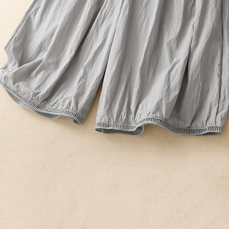 Pantalon large en coton avec poches et ourlet ajouré pour femme, longueur 7-8, motif Buddha Stones - image 14