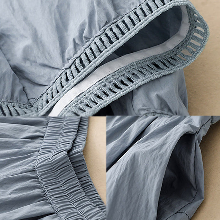 Pantalon large en coton avec poches et ourlet ajouré pour femme, longueur 7-8, motif Buddha Stones - image 7