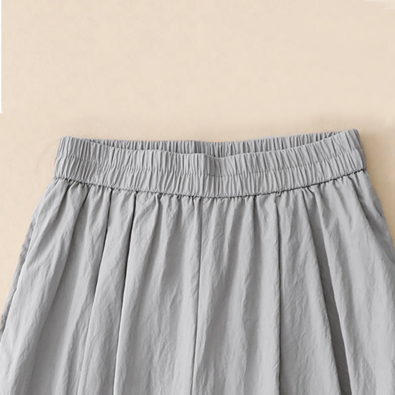 Pantalon large en coton avec poches et ourlet ajouré pour femme, longueur 7-8, motif Buddha Stones