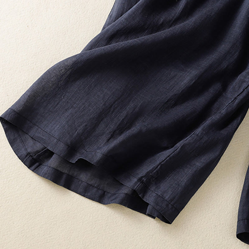 Pantalon large en coton avec cordon de serrage et broderie Buddha Stones pour femme, avec poches - image 6