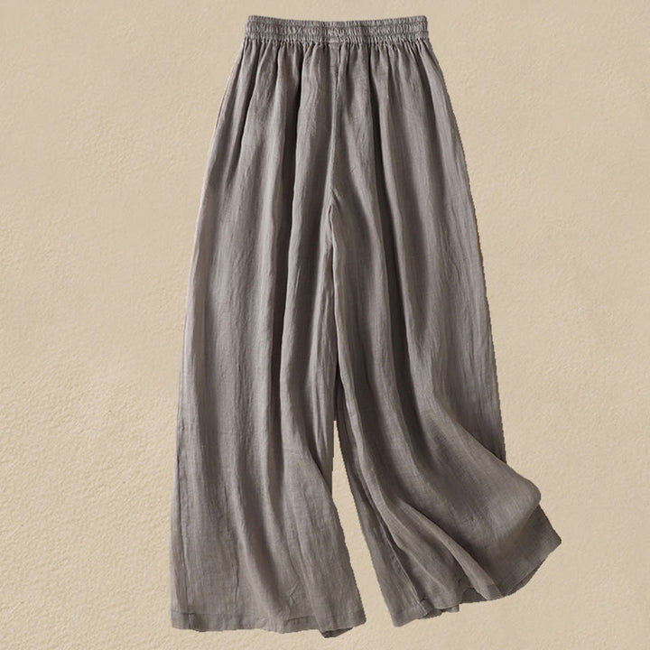 Pantalon large en coton avec cordon de serrage et broderie Buddha Stones pour femme, avec poches