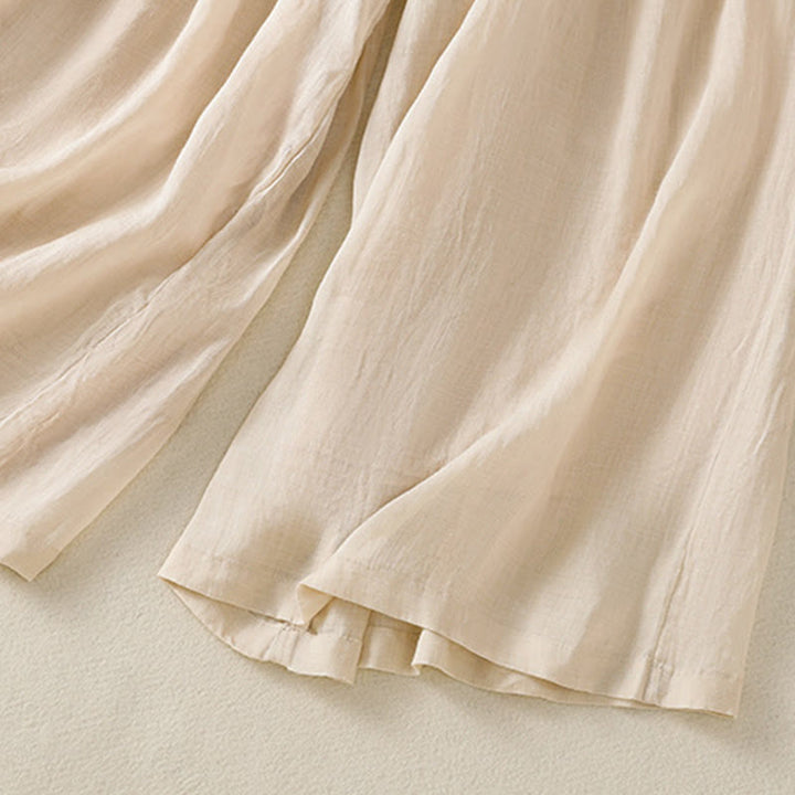 Pantalon large en coton avec cordon de serrage et broderie Buddha Stones pour femme, avec poches - image 16