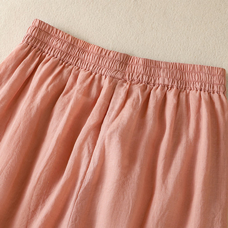 Pantalon large en coton avec cordon de serrage et broderie Buddha Stones pour femme, avec poches - image 22