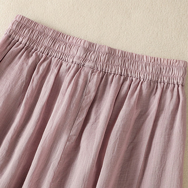 Pantalon large en coton avec cordon de serrage et broderie Buddha Stones pour femme, avec poches