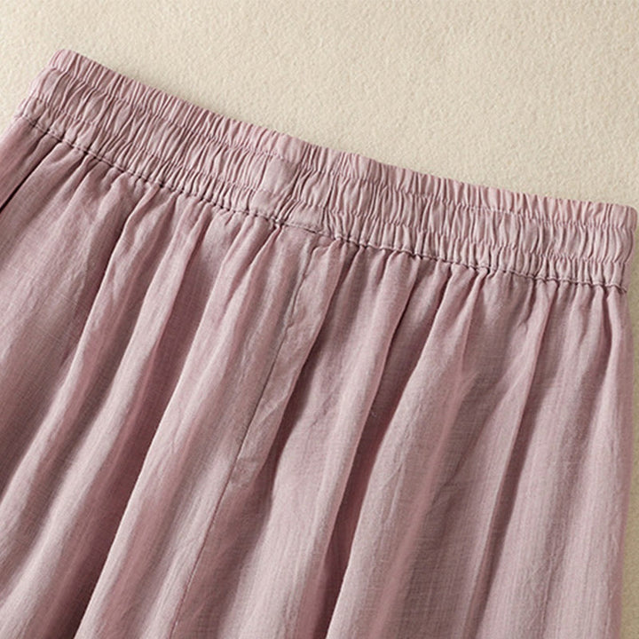 Pantalon large en coton avec cordon de serrage et broderie Buddha Stones pour femme, avec poches
