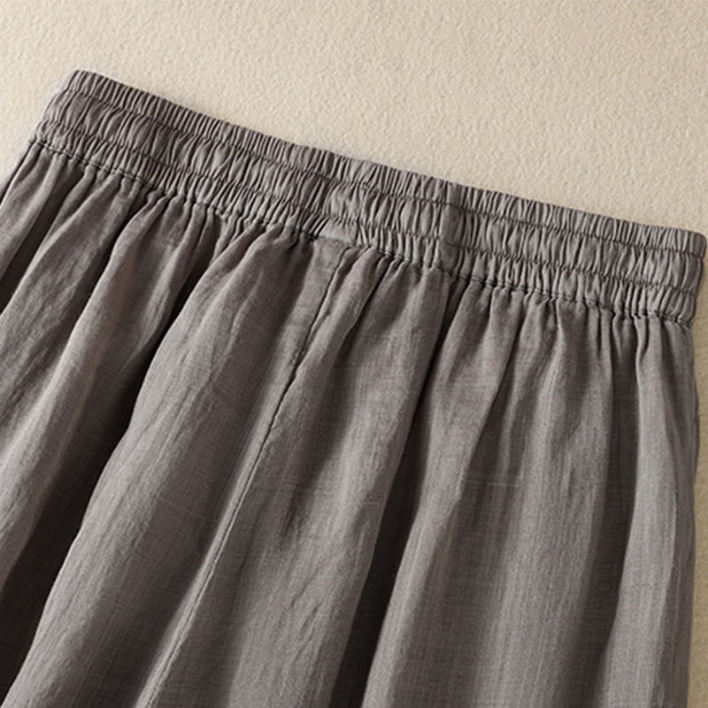 Pantalon large en coton avec cordon de serrage et broderie Buddha Stones pour femme, avec poches