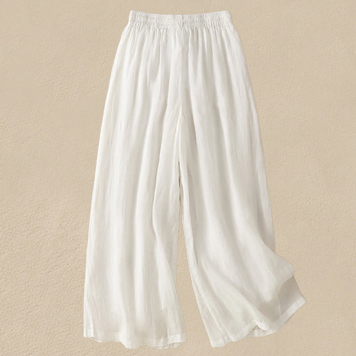 Pantalon large en coton avec cordon de serrage et broderie Buddha Stones pour femme, avec poches