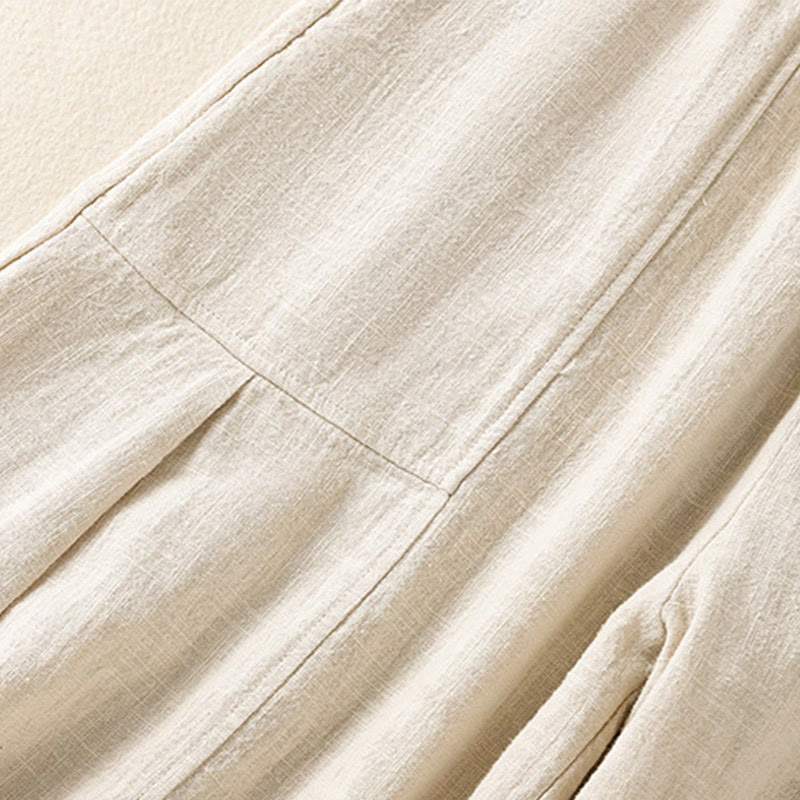 Pantalon sarouel taille haute en coton et lin pour femme, uni et simple, avec poches, motif Buddha Stones - image 6