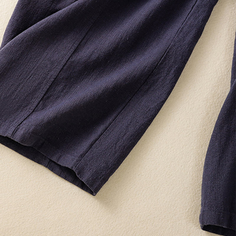 Pantalon sarouel taille haute en coton et lin pour femme, uni et simple, avec poches, motif Buddha Stones - image 24