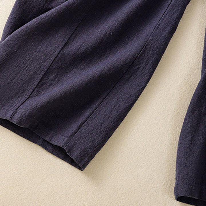 Pantalon sarouel taille haute en coton et lin pour femme, uni et simple, avec poches, motif Buddha Stones - image 24