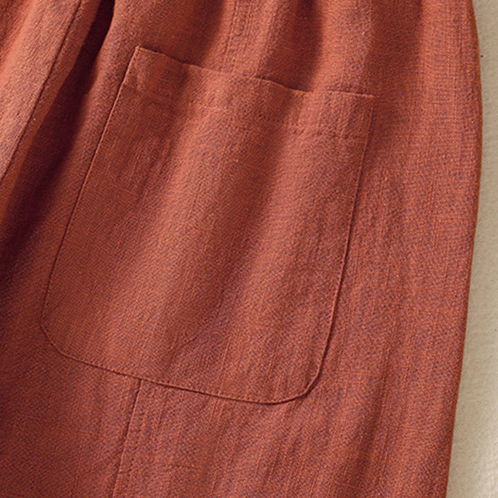 Pantalon sarouel taille haute en coton et lin pour femme, uni et simple, avec poches, motif Buddha Stones - image 16