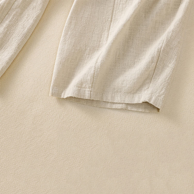 Pantalon sarouel taille haute en coton et lin pour femme, uni et simple, avec poches, motif Buddha Stones - image 9