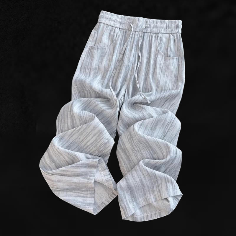 Pantalon large décontracté en coton avec cordon de serrage et poches pour femme, motif rayures et tie-dye Buddha Stones