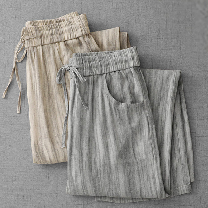 Pantalon large décontracté en coton avec cordon de serrage et poches pour femme, motif rayures et tie-dye Buddha Stones