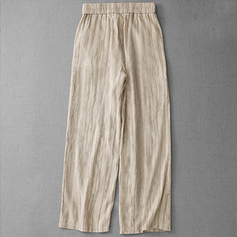 Pantalon large décontracté en coton avec cordon de serrage et poches pour femme, motif rayures et tie-dye Buddha Stones