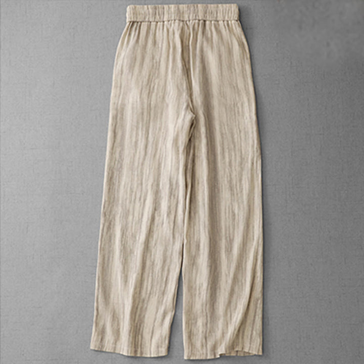 Pantalon large décontracté en coton avec cordon de serrage et poches pour femme, motif rayures et tie-dye Buddha Stones