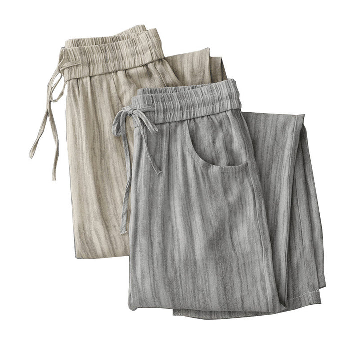 Pantalon large décontracté en coton avec cordon de serrage et poches pour femme, motif rayures et tie-dye Buddha Stones