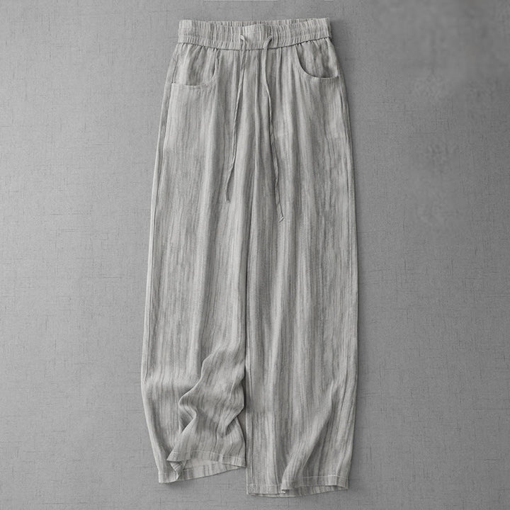 Pantalon large décontracté en coton avec cordon de serrage et poches pour femme, motif rayures et tie-dye Buddha Stones