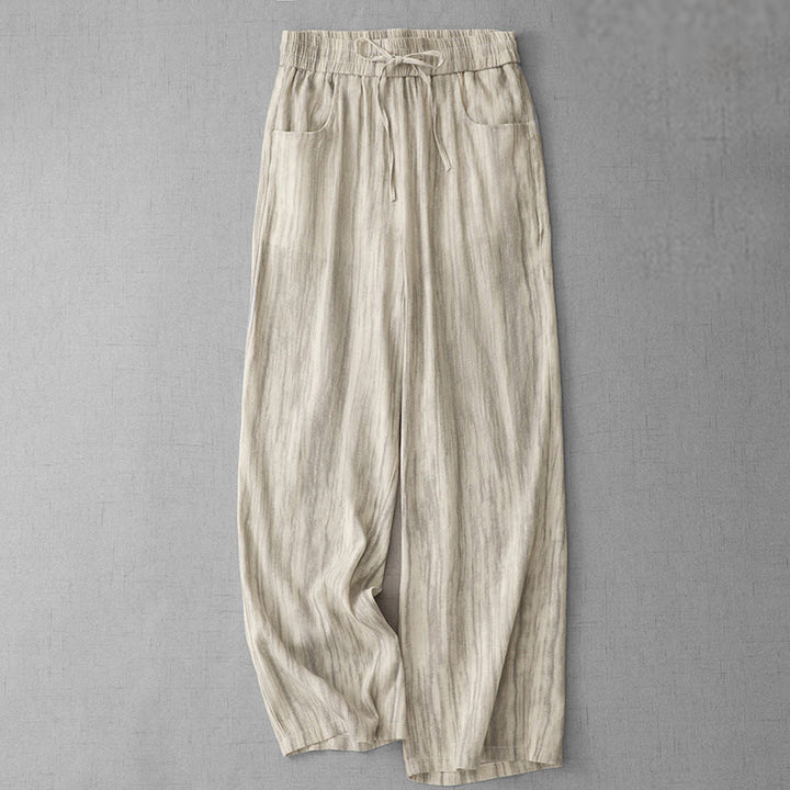 Pantalon large décontracté en coton avec cordon de serrage et poches pour femme, motif rayures et tie-dye Buddha Stones