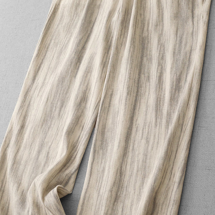 Pantalon large décontracté en coton avec cordon de serrage et poches pour femme, motif rayures et tie-dye Buddha Stones