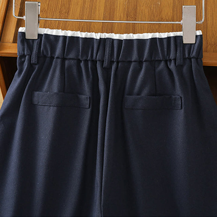 Pantalon large décontracté en coton et lin avec poches et ceinture en dentelle ajourée pour femme