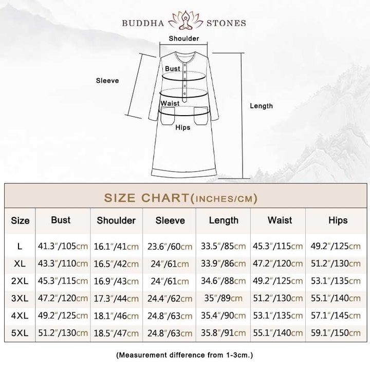 Robe chemise en coton et lin à manches longues et Buddha Stones unis pour femme avec poches