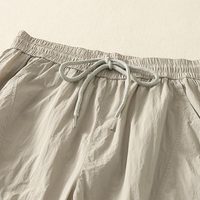 Pantalon Buddha Stones' été vintage uni à cordon de serrage et poches pour femme - image 1