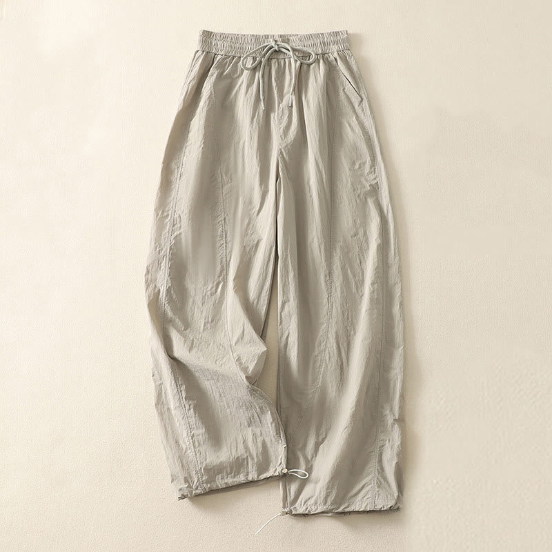 Pantalon Buddha Stones' été vintage uni à cordon de serrage et poches pour femme - Tanné - US8-10，UK/AU12-14，EU40-42 (2XL) - image 0