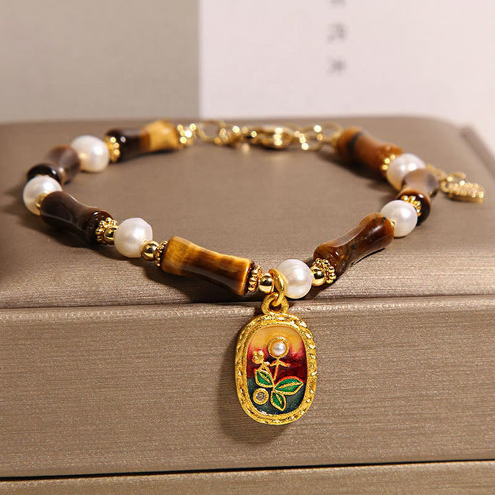 Bracelet de force en perles de bambou et œil de tigre naturelles de Buddha Stones - image 3