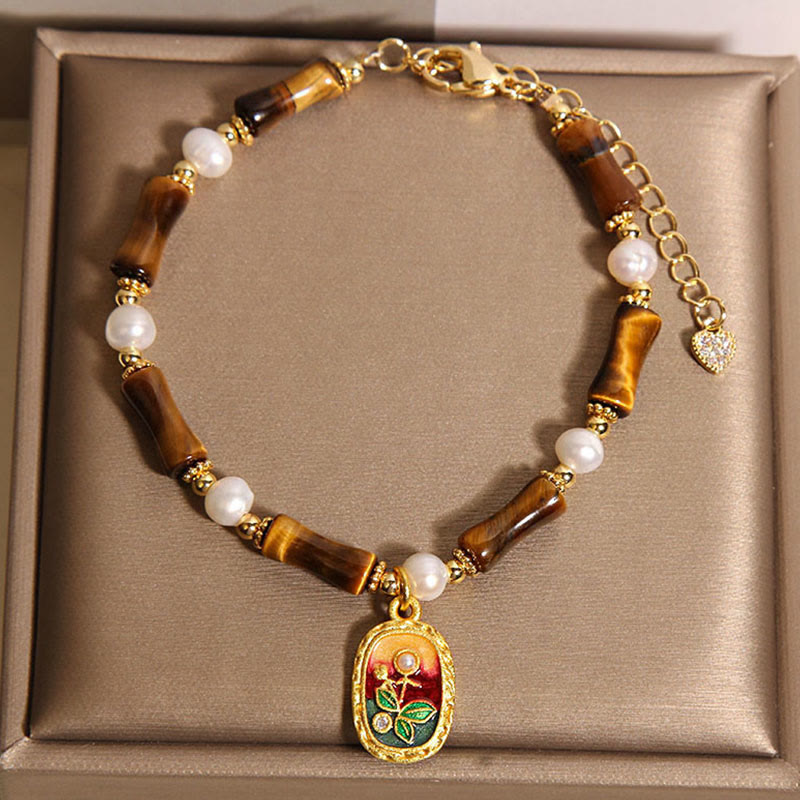 Bracelet de force en perles de bambou et œil de tigre naturelles de Buddha Stones - image 4
