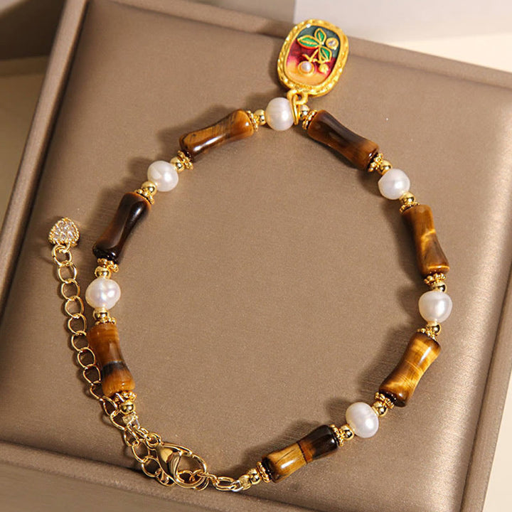 Bracelet de force en perles de bambou et œil de tigre naturelles de Buddha Stones - image 5