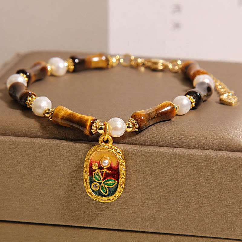 Bracelet de force en perles de bambou et œil de tigre naturelles de Buddha Stones - image 2