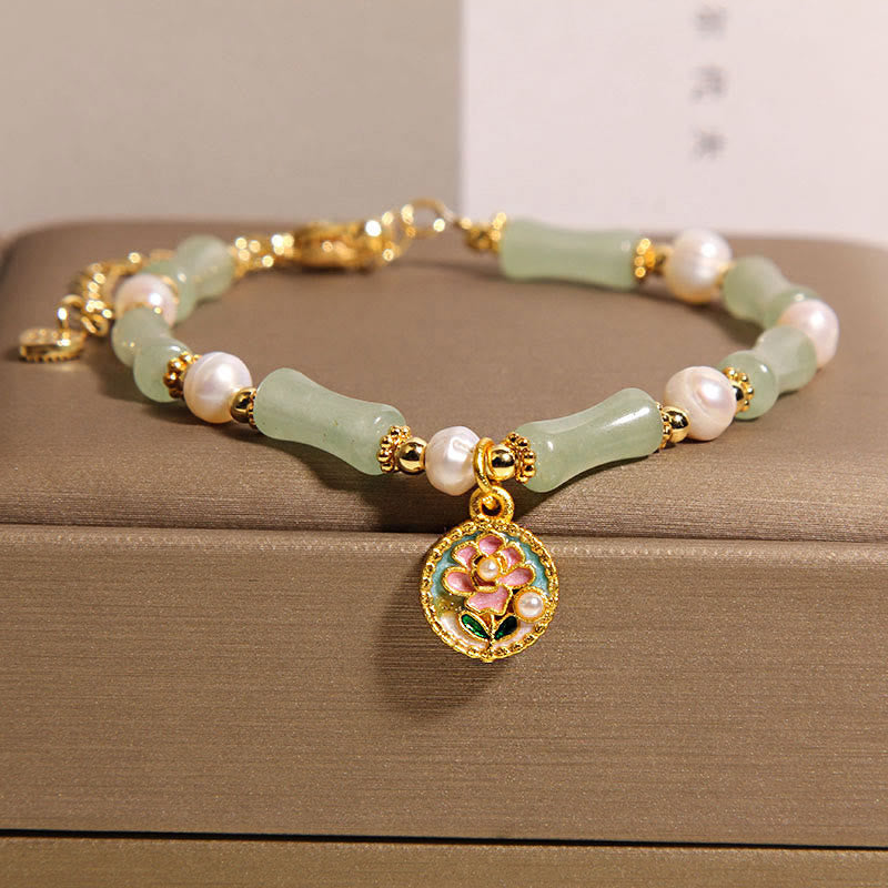 Bracelet d'équilibre en perles d'aventurine verte et bambou naturel Buddha Stones - Aventurine verte (tour de poignet : 18-22 cm) - image 1