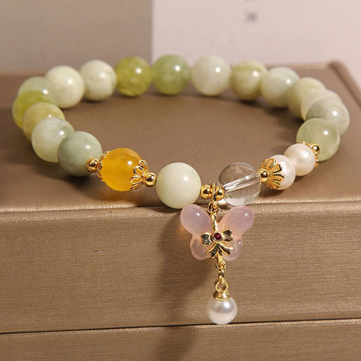 Bracelet porte-bonheur en jade et agate Yanyuan en forme de papillon naturel avec Buddha Stones - image 3