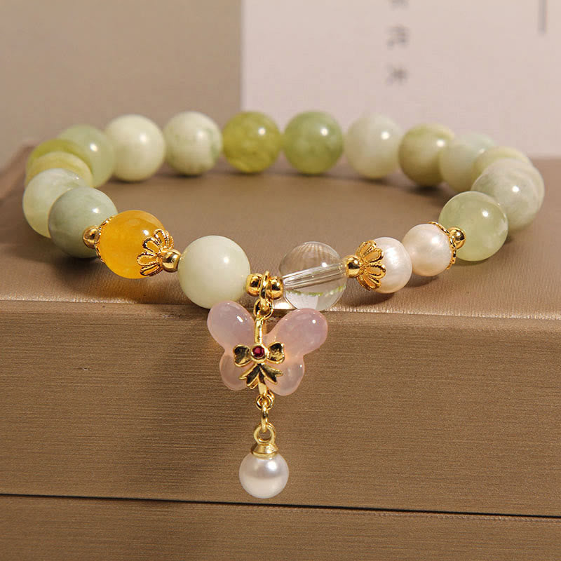 Bracelet porte-bonheur en jade et agate Yanyuan en forme de papillon naturel avec Buddha Stones - image 2