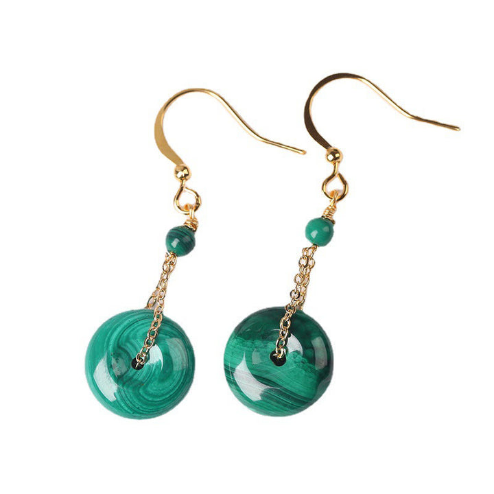 Boucles d'oreilles Buddha Stones en malachite naturelle Peace Buckle Calmness - image 5
