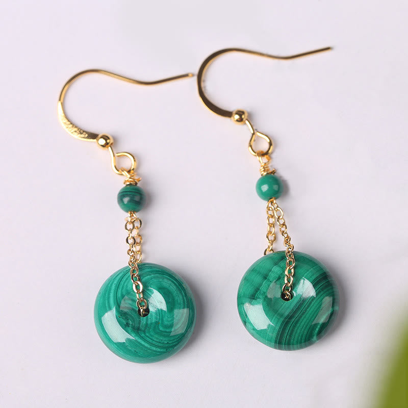 Boucles d'oreilles Buddha Stones en malachite naturelle Peace Buckle Calmness - image 2