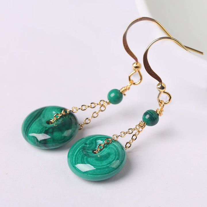 Boucles d'oreilles Buddha Stones en malachite naturelle Peace Buckle Calmness - image 3