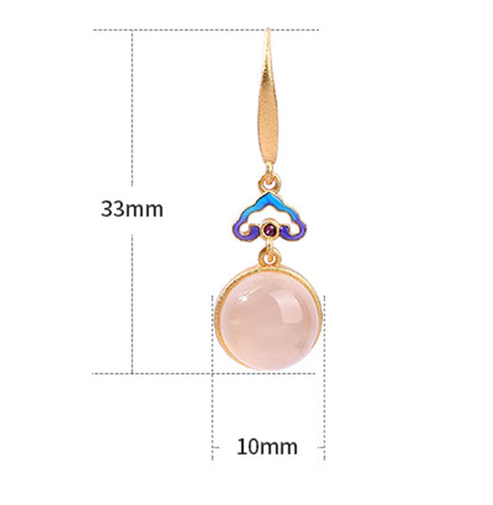 Boucles d'oreilles Harmony en argent sterling 925 et calcédoine naturelle plaquée or avec pierres de Buddha Stones - image 4