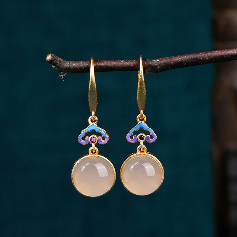 Boucles d'oreilles Harmony en argent sterling 925 et calcédoine naturelle plaquée or avec pierres de Buddha Stones - image 2