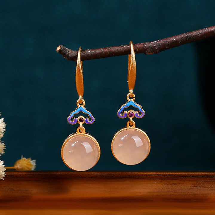 Boucles d'oreilles Harmony en argent sterling 925 et calcédoine naturelle plaquée or avec pierres de Buddha Stones - image 3
