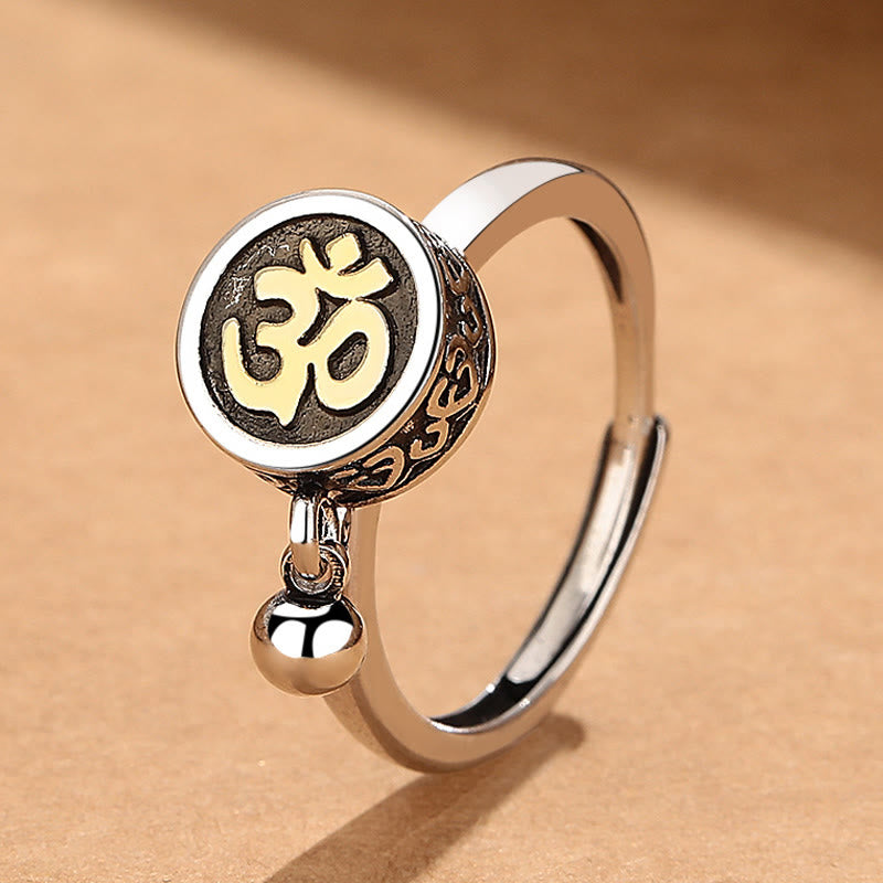 Bague ajustable pour homme avec symbole Om et Buddha Stones - Cuivre (Richesse ♥ Chance) - image 1