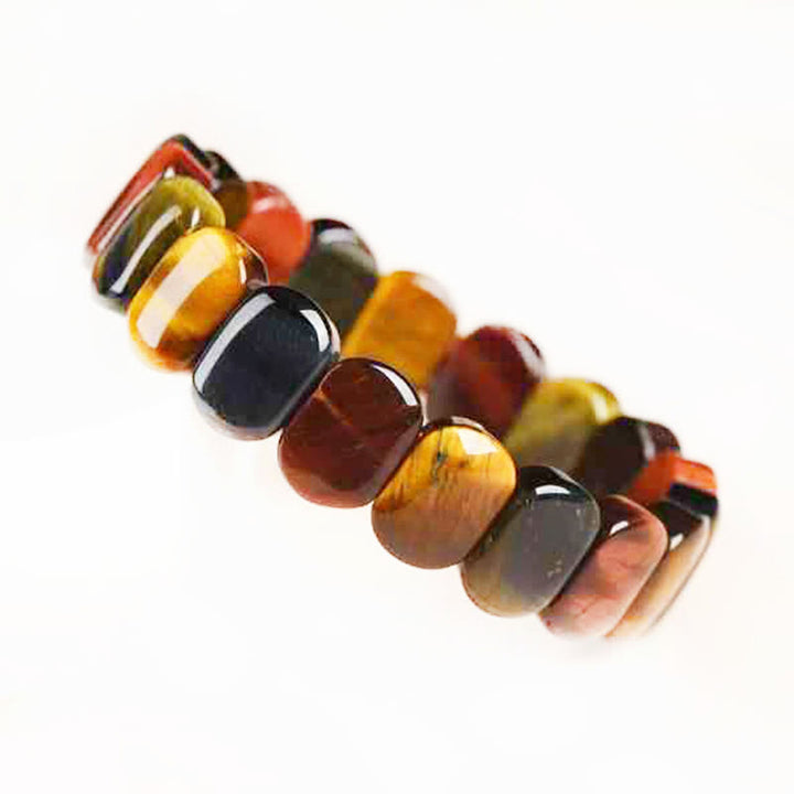 Bracelet de force en perles ovales œil de tigre de couleur naturelle Buddha Stones