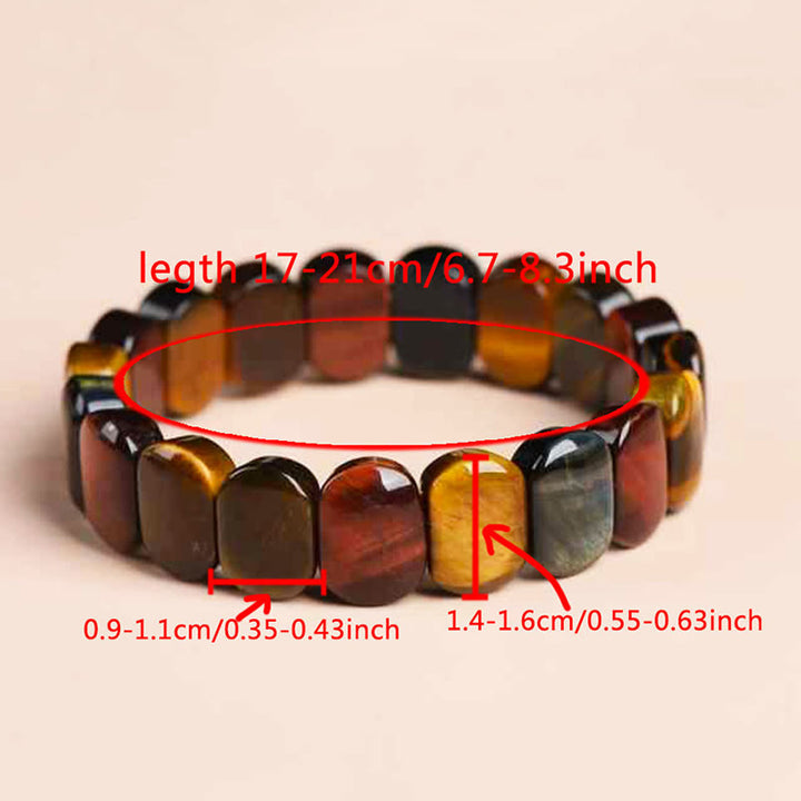 Bracelet de force en perles ovales œil de tigre de couleur naturelle Buddha Stones