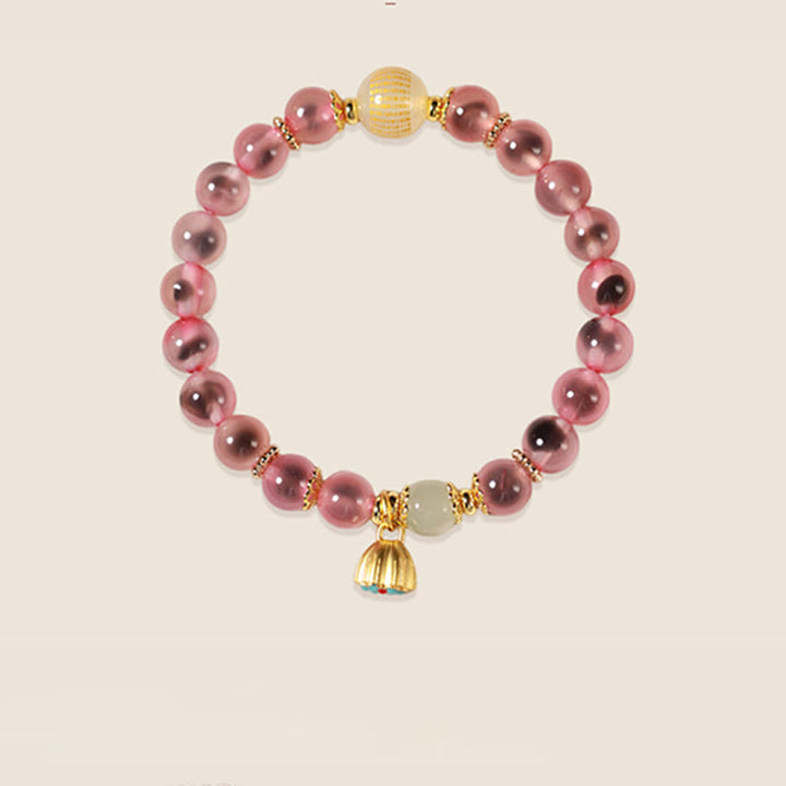 Bracelet de guérison en agate bonbon colorée naturelle et Buddha Stones , gousse de lotus dorée - Agate bonbon rouge (circonférence du poignet : 14-15 cm) - image 15