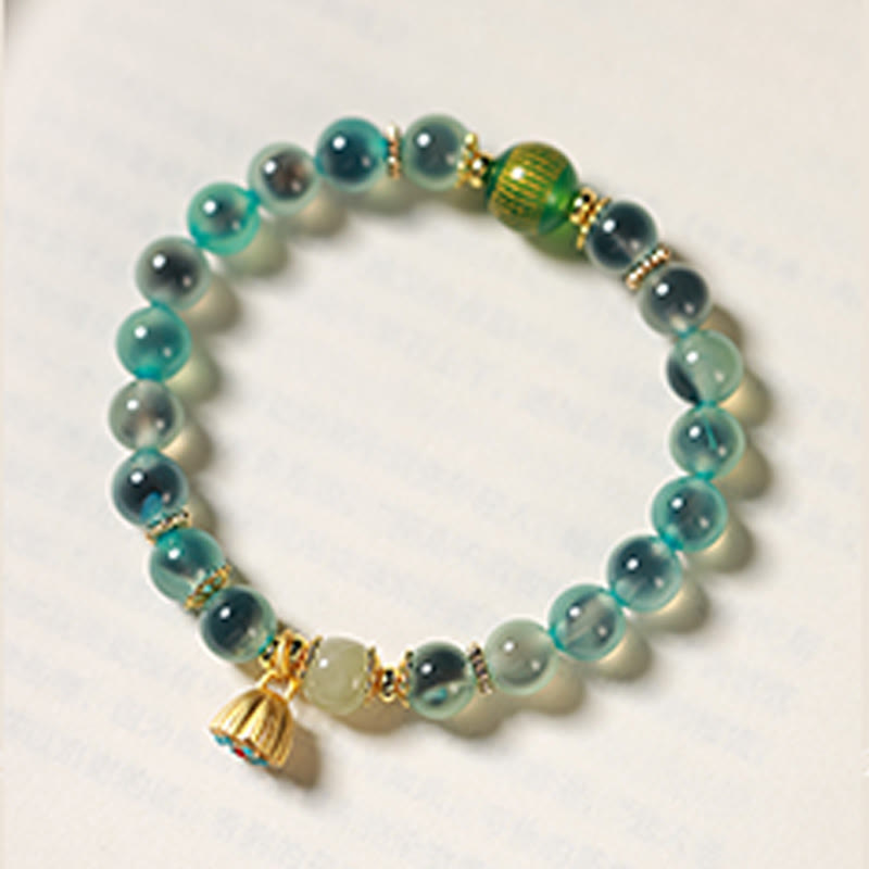 Bracelet de guérison en agate bonbon colorée naturelle et Buddha Stones , gousse de lotus dorée - image 2