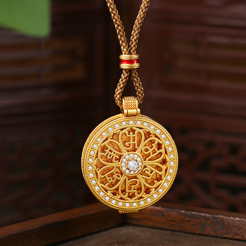 Collier pendentif en cuivre plaqué or avec Buddha Stones Om Mani Padme Hum - Cuivre (Richesse ♥ Chance) - image 1