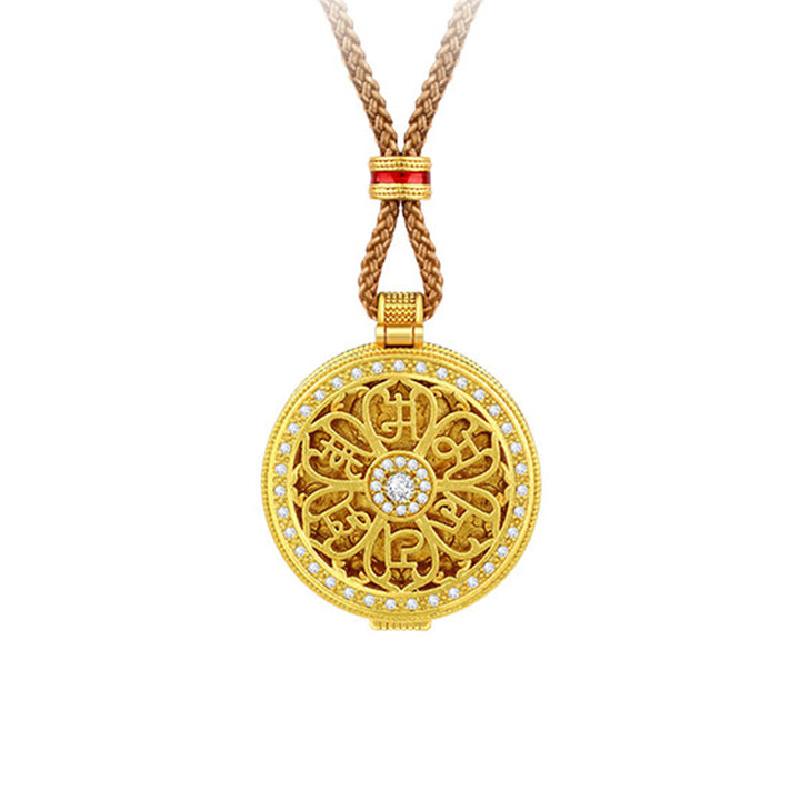 Collier pendentif en cuivre plaqué or avec Buddha Stones Om Mani Padme Hum - image 6